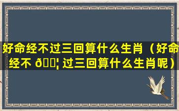 好命经不过三回算什么生肖（好命经不 🐦 过三回算什么生肖呢）